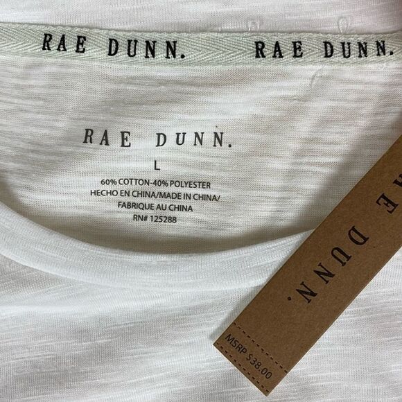 Rae Dunn Classic White Graphic Tee "RECYCLE" - Picture 4 of 5